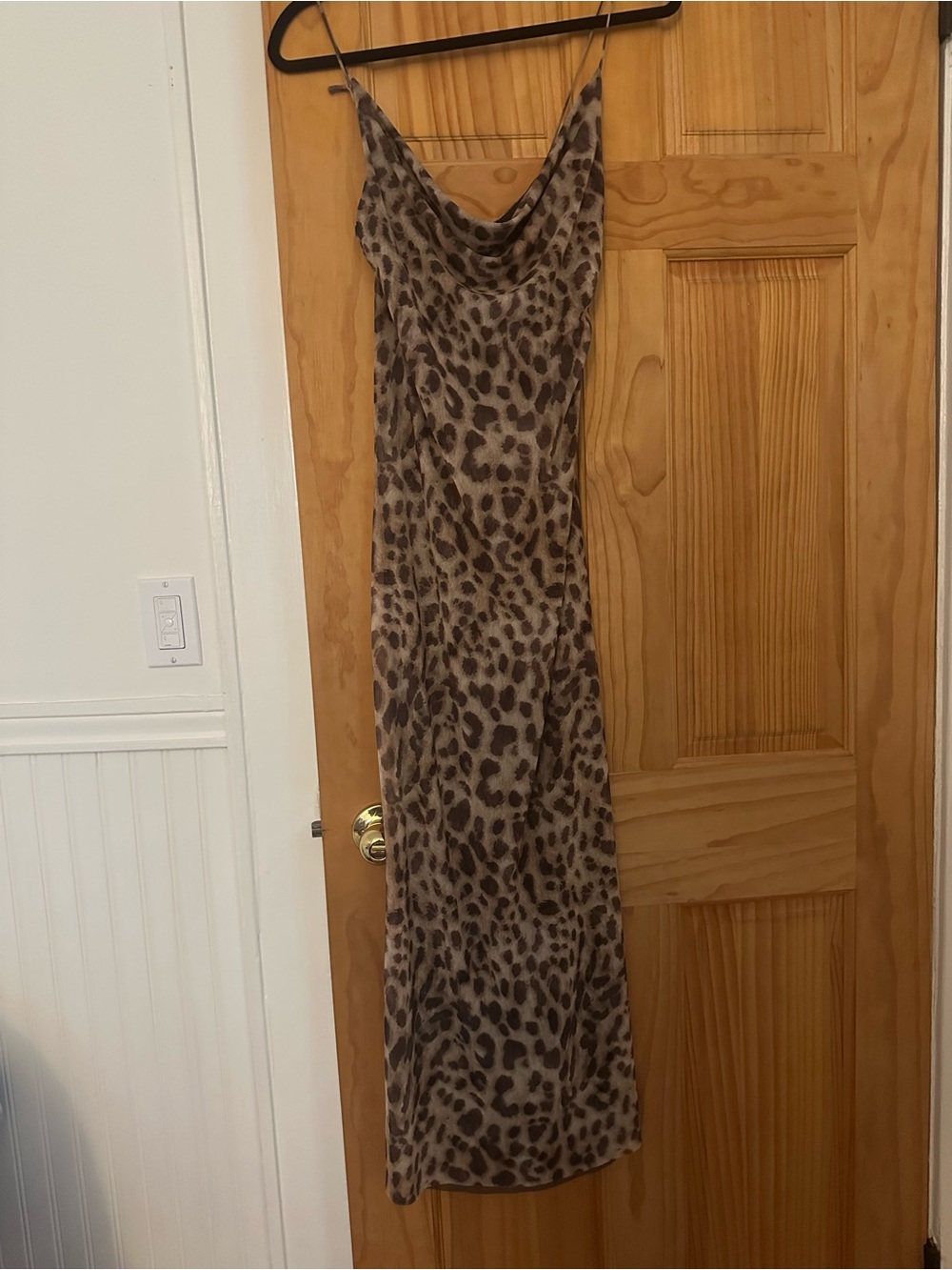Zara Leopard-Print Cowl Neck Maxi Dress - Brown M